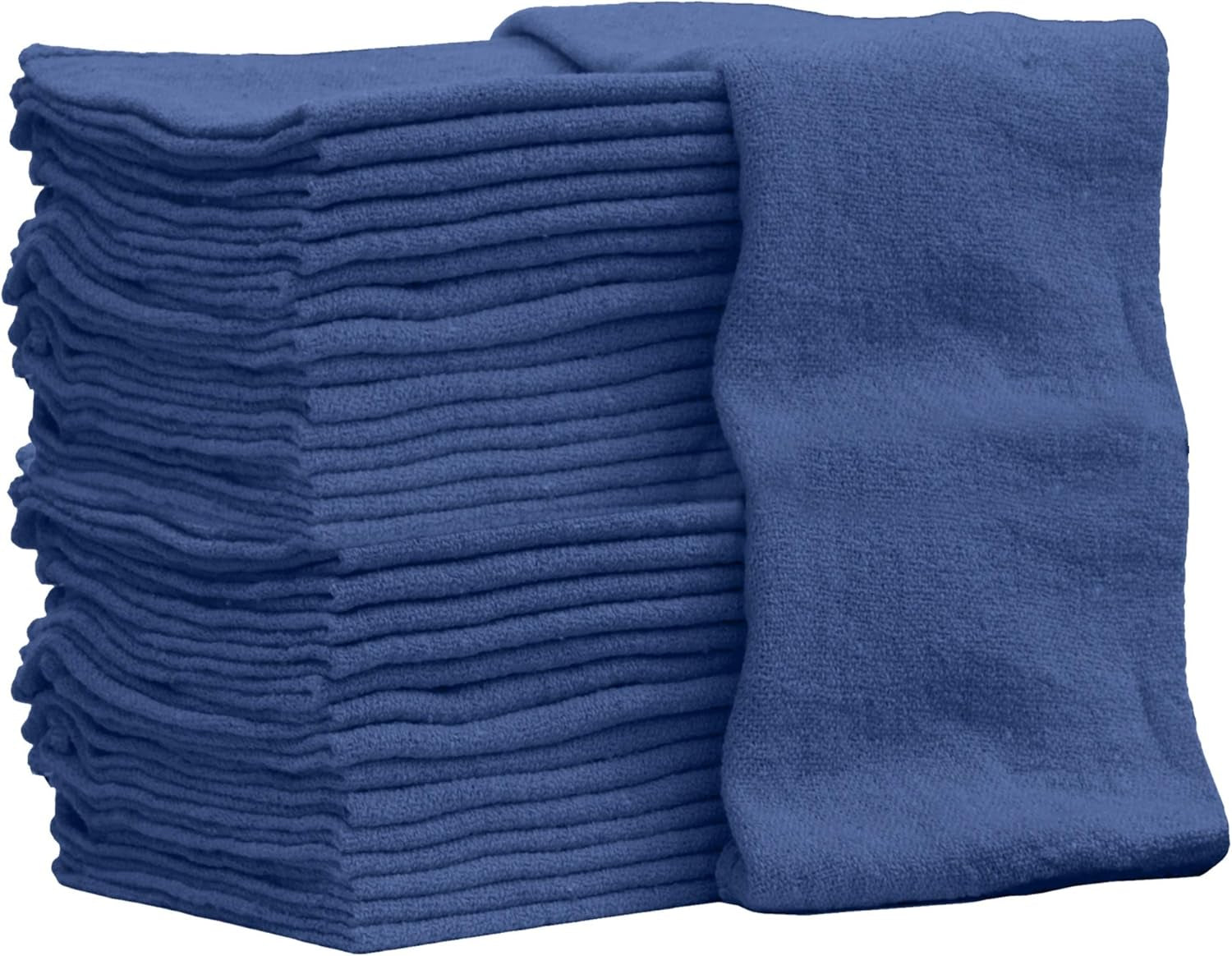 Shop Towels 50 Pack Cotton Rags Size 14"X14" Commercial Grade (50 Pack, Blue)