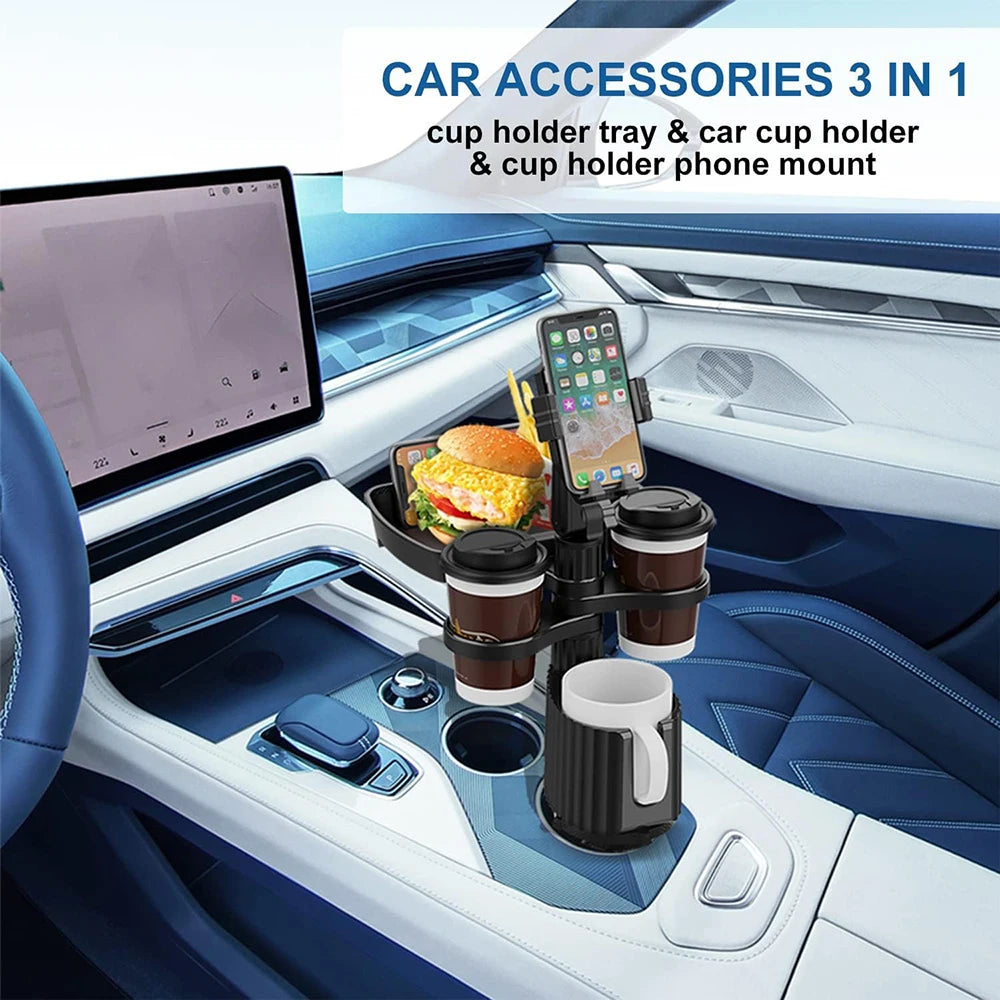 Contractor Car Cup Holder Tray 360 Degree Rotationcar Tray Table Phone Slot Car Food Table Organized Adjustable Drink Holder Car Accesories