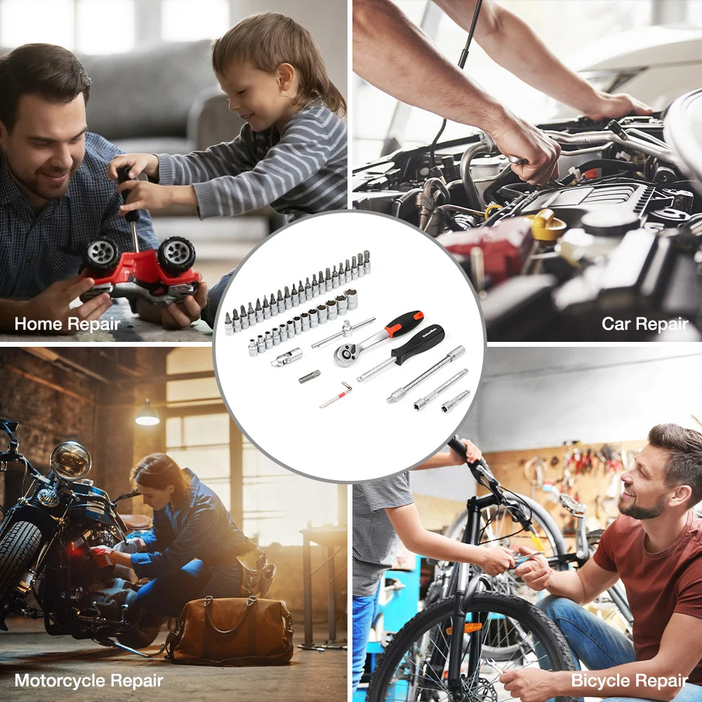 Valuemax 46Pcs Car Repair Tool Set Mechanic Tool Kits Screwdrivers Ratchet Spanner Wrenches Sockets