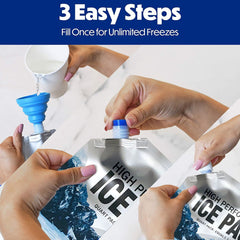 Reusable Ice Packs for Coolers Long Lasting Gel Freezer Packs for Cooler Bag Backpacks, Lunch Box, Cooler Bag, Keeps Food Cold Fresh (Set of 3)