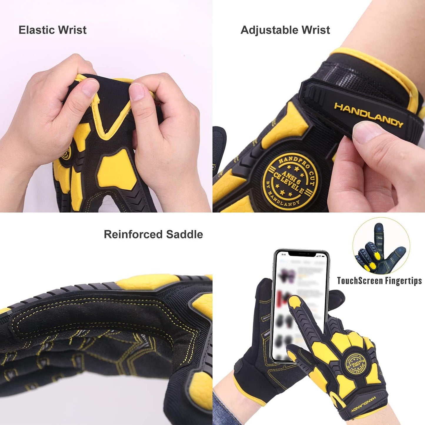 Heavy Duty Work Gloves, SBR Padding, TPR Protector Impact Gloves, anti Vibration Mechanic Gloves