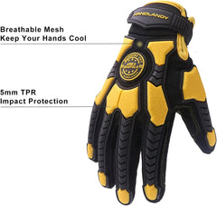Heavy Duty Work Gloves, SBR Padding, TPR Protector Impact Gloves, anti Vibration Mechanic Gloves