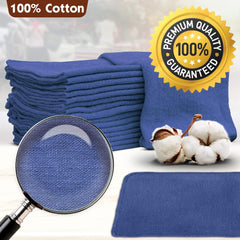 Shop Towels 50 Pack Cotton Rags Size 14"X14" Commercial Grade (50 Pack, Blue)