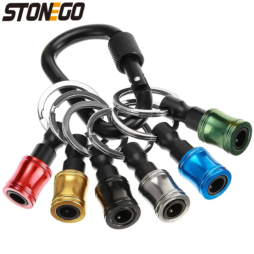 6Pcs 1/4" Hex Shank Keychain Extension Bar Screwdriver Bit Holder, Socket Adapter with Fast Change Function