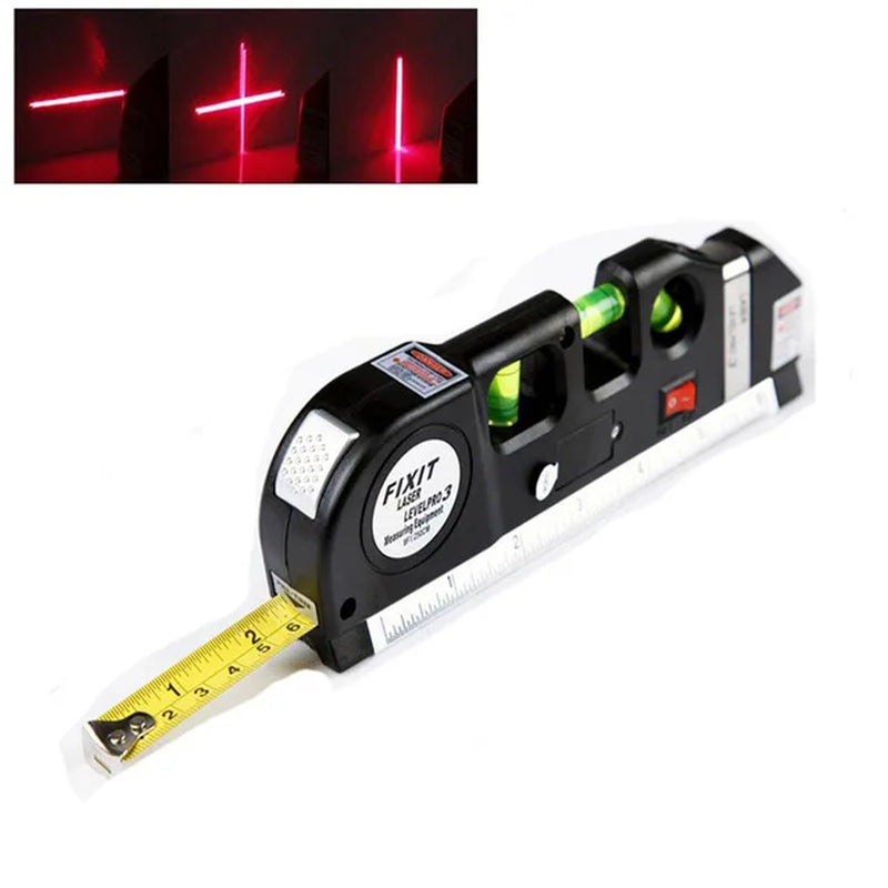 4 in 1 Accurate Multipurpose Laser Level Lever with Tripod Cross Projects Horizontal Vertical Laser Light Beam Measure Tape