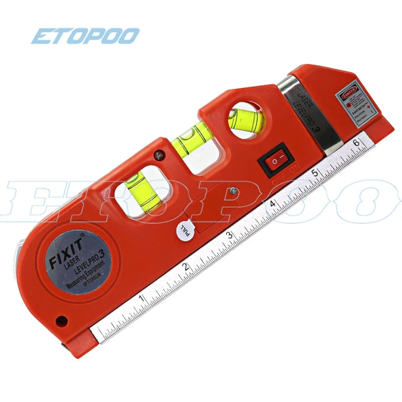4 in 1 Accurate Multipurpose Laser Level Lever with Tripod Cross Projects Horizontal Vertical Laser Light Beam Measure Tape