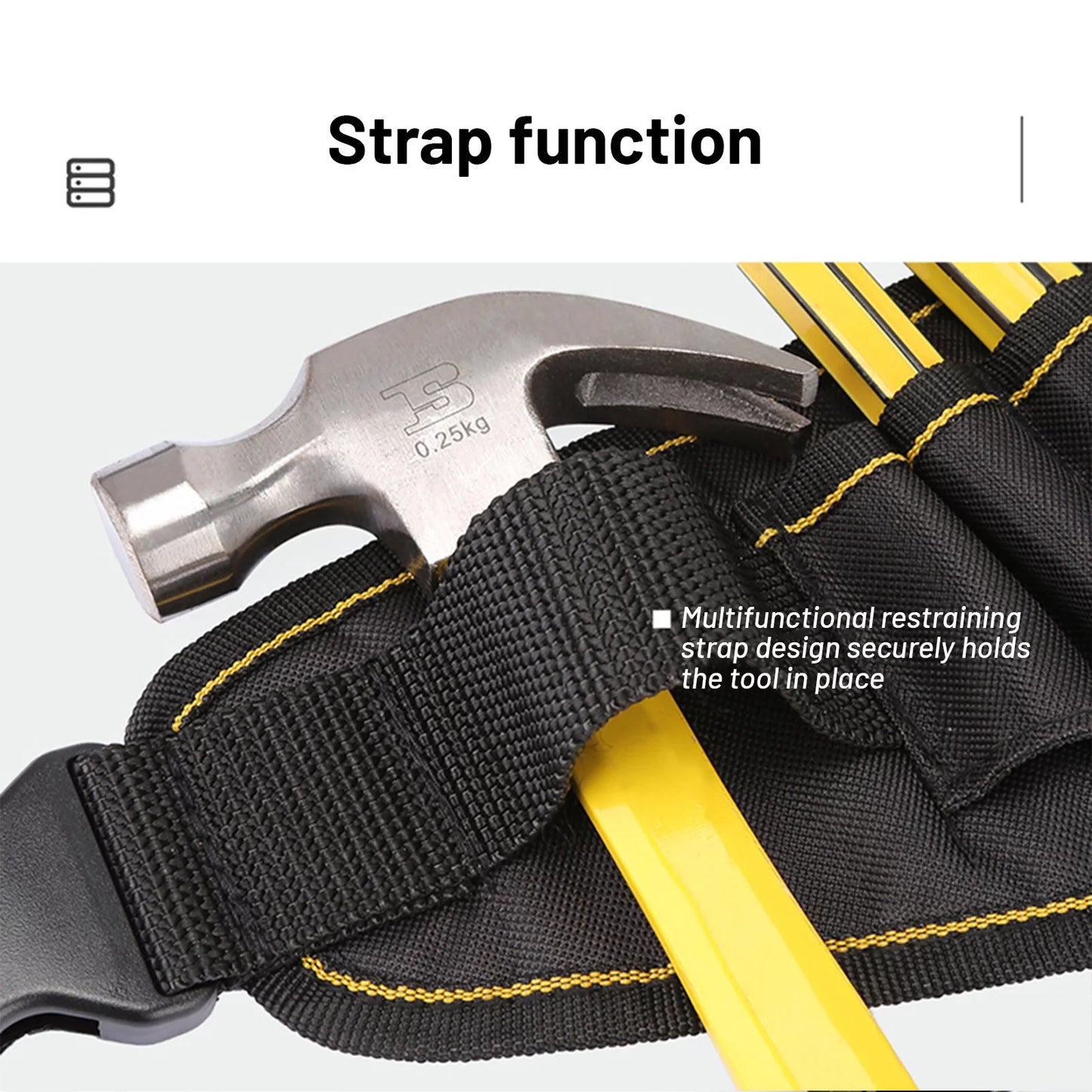 Waist Tool Belts with 7 Pockets Pouch/Work Apron for Carpenters and Builders, Durable Canvas Construction, Adjustable Belt for Custom Fit Black B