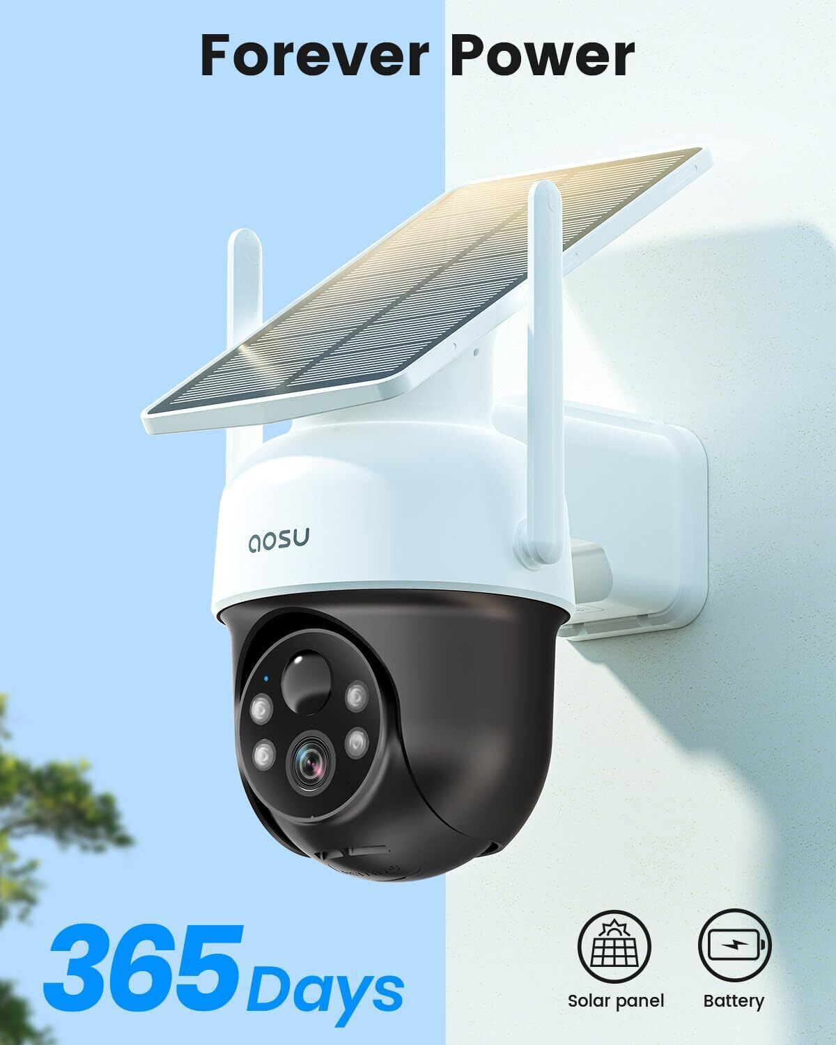 Solar Camera Outdoor Wireless - 100% Wire-Free Outdoor Security Camera Wirele...
