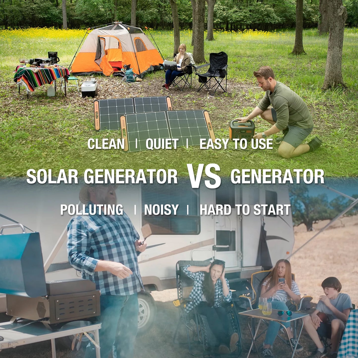 Solar Generator 1000, 1002Wh Capacity, 1*Portable Power Station with 2*100W Solar Panels