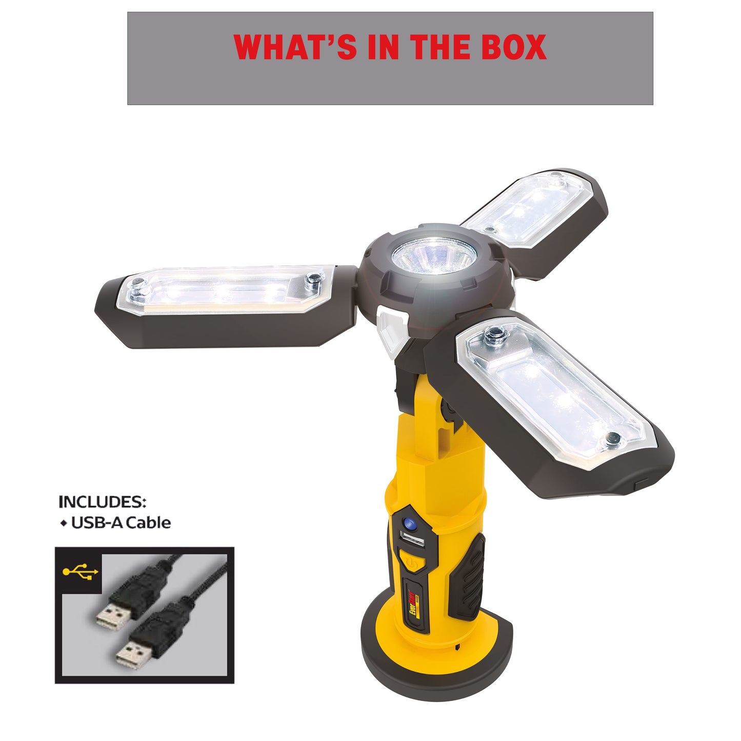 Maxx SAT3E 600 Lumen LED Work Light with Home/Car Chargers, USB Power