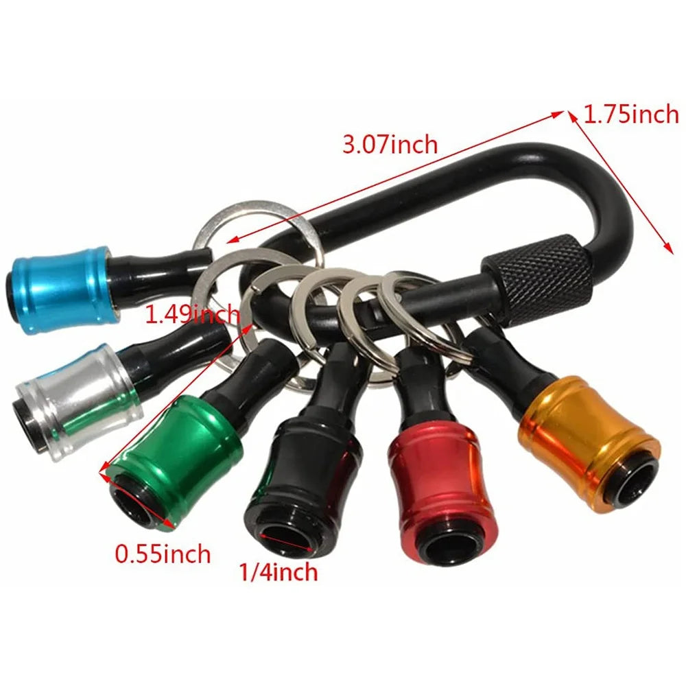 6Pcs 1/4" Hex Shank Keychain Extension Bar Screwdriver Bit Holder, Socket Adapter with Fast Change Function