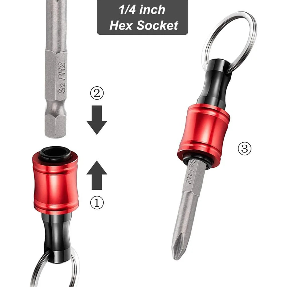 6Pcs 1/4" Hex Shank Keychain Extension Bar Screwdriver Bit Holder, Socket Adapter with Fast Change Function