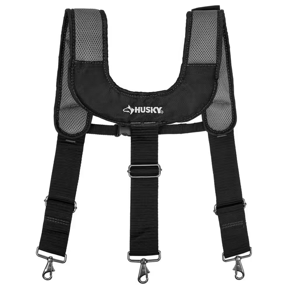 16-Pocket Black Carpenter'S Tool Belt with Suspenders