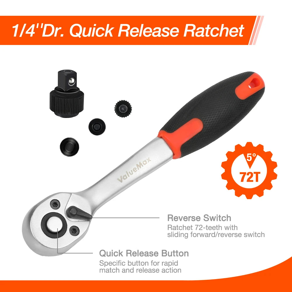Valuemax 46Pcs Car Repair Tool Set Mechanic Tool Kits Screwdrivers Ratchet Spanner Wrenches Sockets