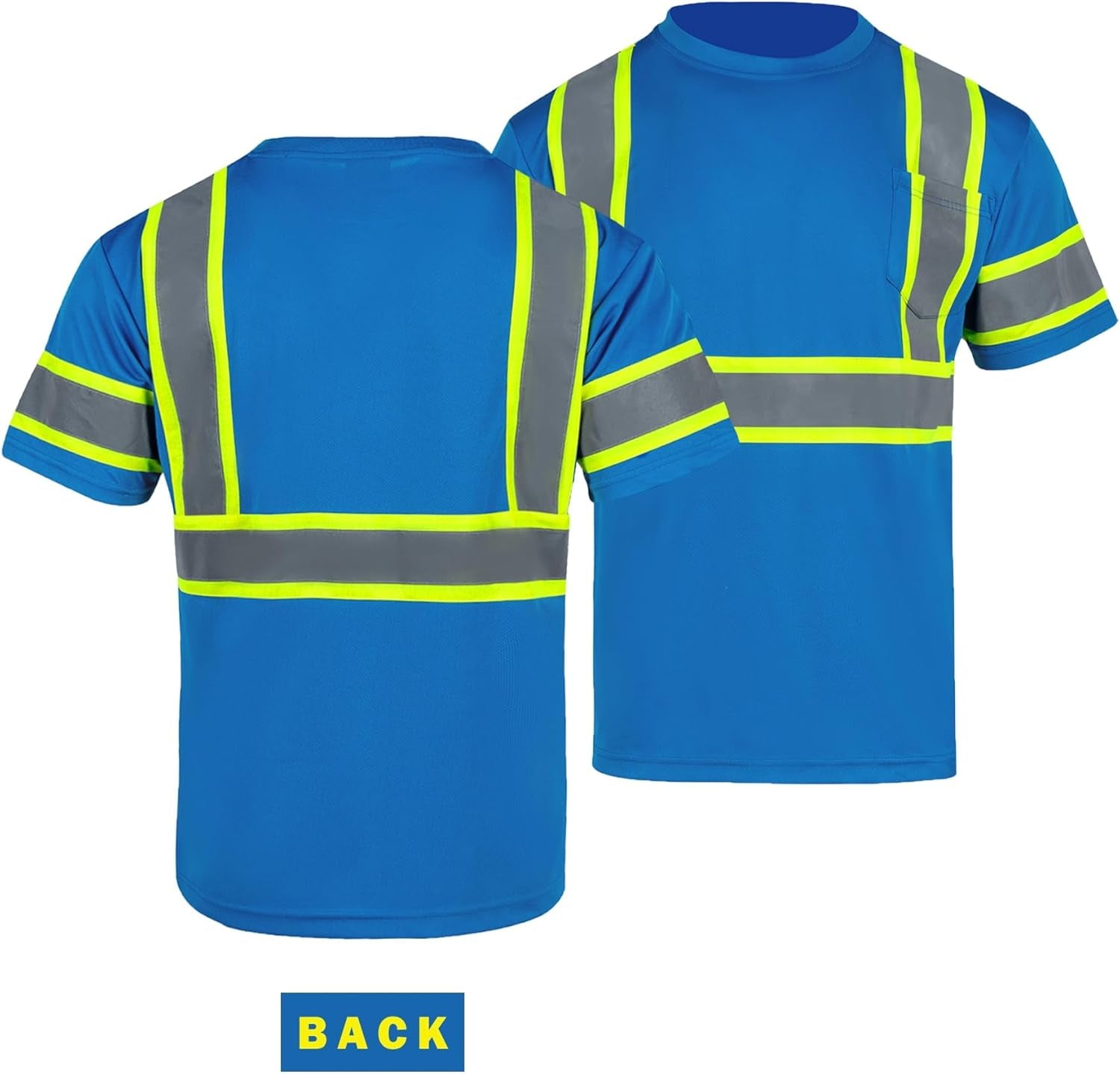 Safety Shirts for Men Hi Vis Short Sleeve Reflective ANSI Class 2 High Visibility Safety Work T Shirts