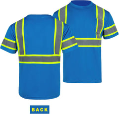 Safety Shirts for Men Hi Vis Short Sleeve Reflective ANSI Class 2 High Visibility Safety Work T Shirts