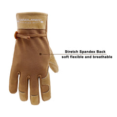 Womens Leather Work Gloves, Cowhide Gardening Gloves Utility Work Gloves, Medium