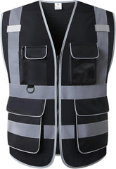 Reflective Mesh Safety Vest - High Visibility Multi Pockets Breathable Workwear, ANSI/ISEA Standard