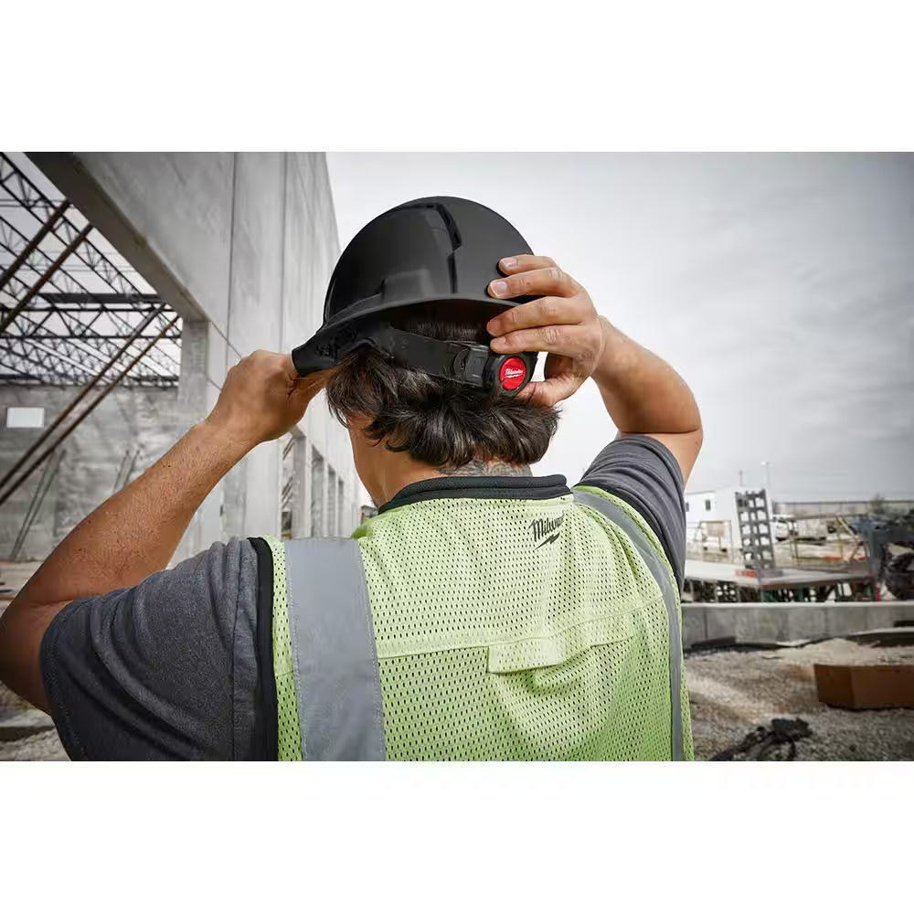 BOLT White Type 1 Class C Front Brim Vented Hard Hat W/4 Point Ratcheting Suspension W/600 Lumens Rechargeable Headlamp