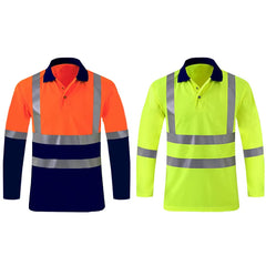 Shirts for Men High Visibility Reflective T-Shirt Long Sleeves Safety Shirt Hi Vis Workwear Shirt Work Shirts Polo