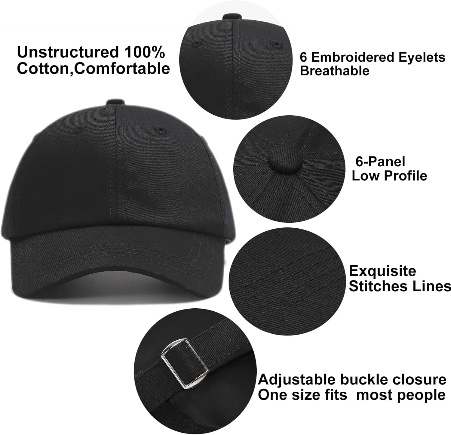 Low Profile Baseball Cap for Men Women - Cotton Dad Hat-Classic Adjustable Unconstructed Plain Hat