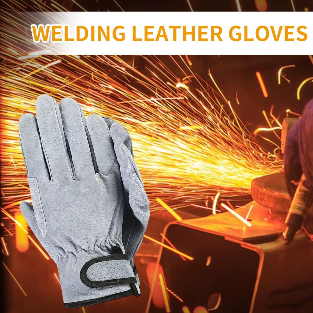 Work Gloves Cowhide Leather Welding Gloves Heat Resistant Security Protection Safety Work Gloves for Welder