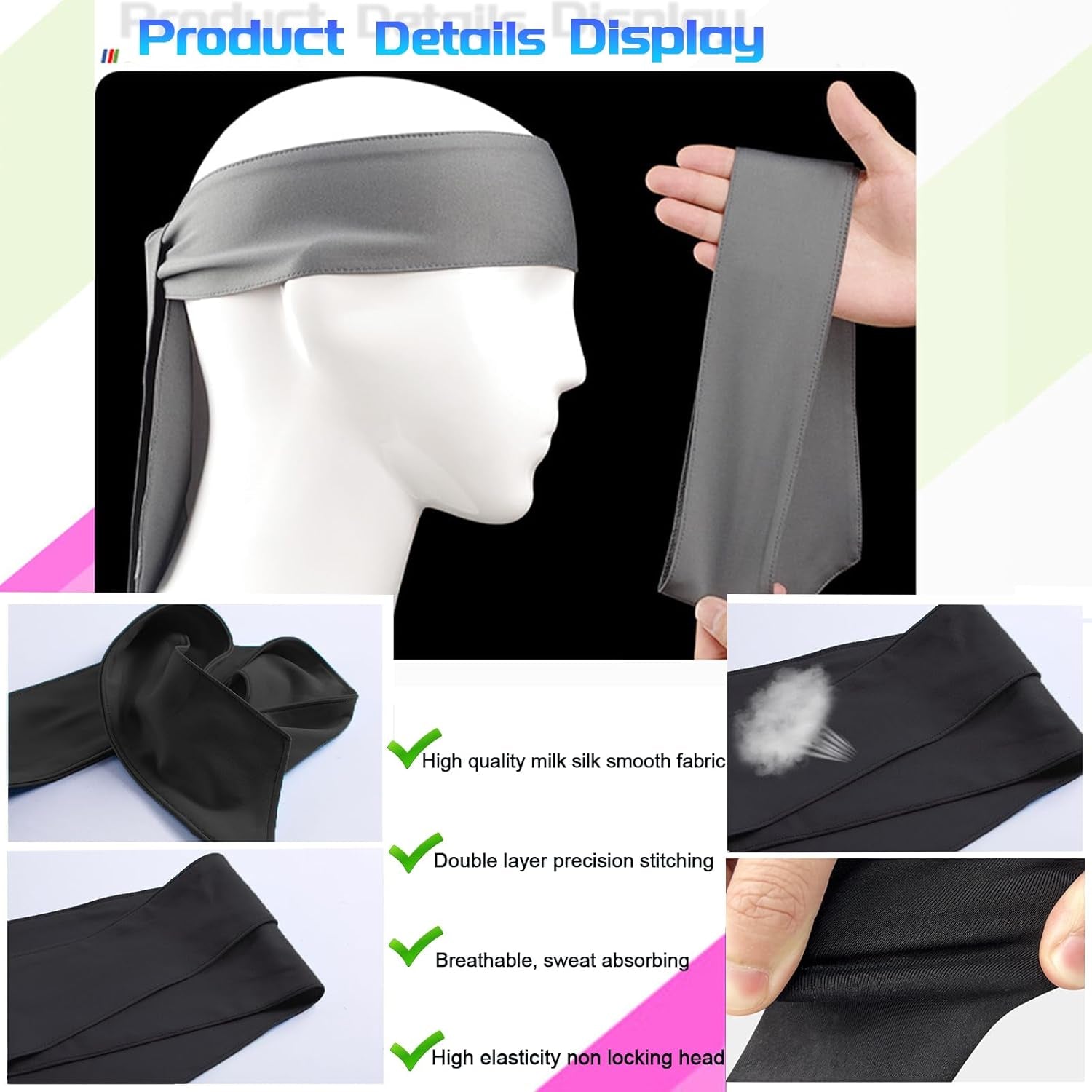 Head Tie Headband for Men Women,Sports Sweat Band Adjustable Ninja Headband Karate Sweatbands Hair Wrap Bands Tie Headbands for Running Tennis Basketball Soccer Athletic