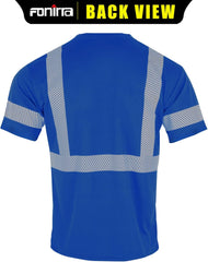 Hi Vis Safety T Shirts with Pocket for Men Work ANSI Class 2 Reflective Short Sleeveve