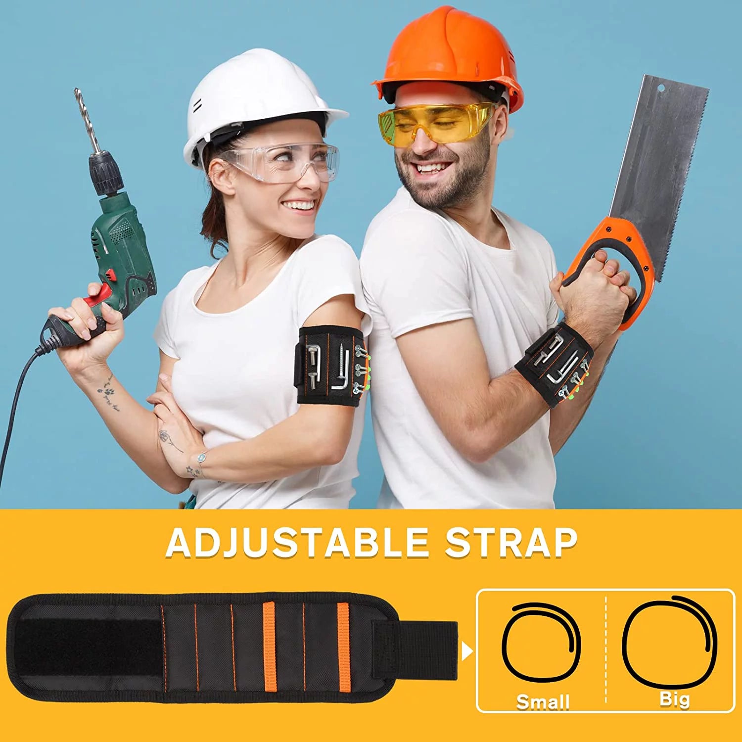 Magnetic Wristband - Men & Women'S Tool Bracelet with 15 Strong Magnets for Holding Screws/Nails/Drill, Gifts for Men/Father/Dad/Handyman/Electrician/Husband - Father'S Day Gifts