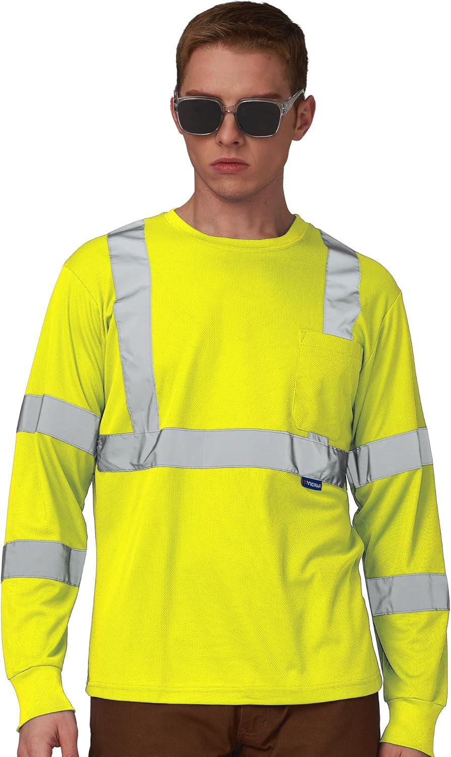 Safety Shirt,High Visibility Work T Shirt Long Short Sleeve Class 3 (XS-6XL)
