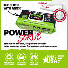 Powerscrub Extra-Large Household and Commercial Cleaning Wipes - 80 Heavy-Duty Cloths for Ultimate Dirt Removal