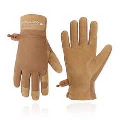 Womens Leather Work Gloves, Cowhide Gardening Gloves Utility Work Gloves, Large