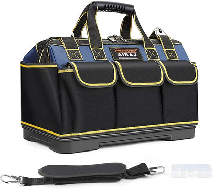 16 Inch Tool Bag,Wide Mouthtool Bag with ABS Hard Molded Base,Waterproof Tool Bags with Adjustable Shoulder Strap,Suitable for Electricians,Carpenters,Plumbers,Car Mechanics,Homeowners.