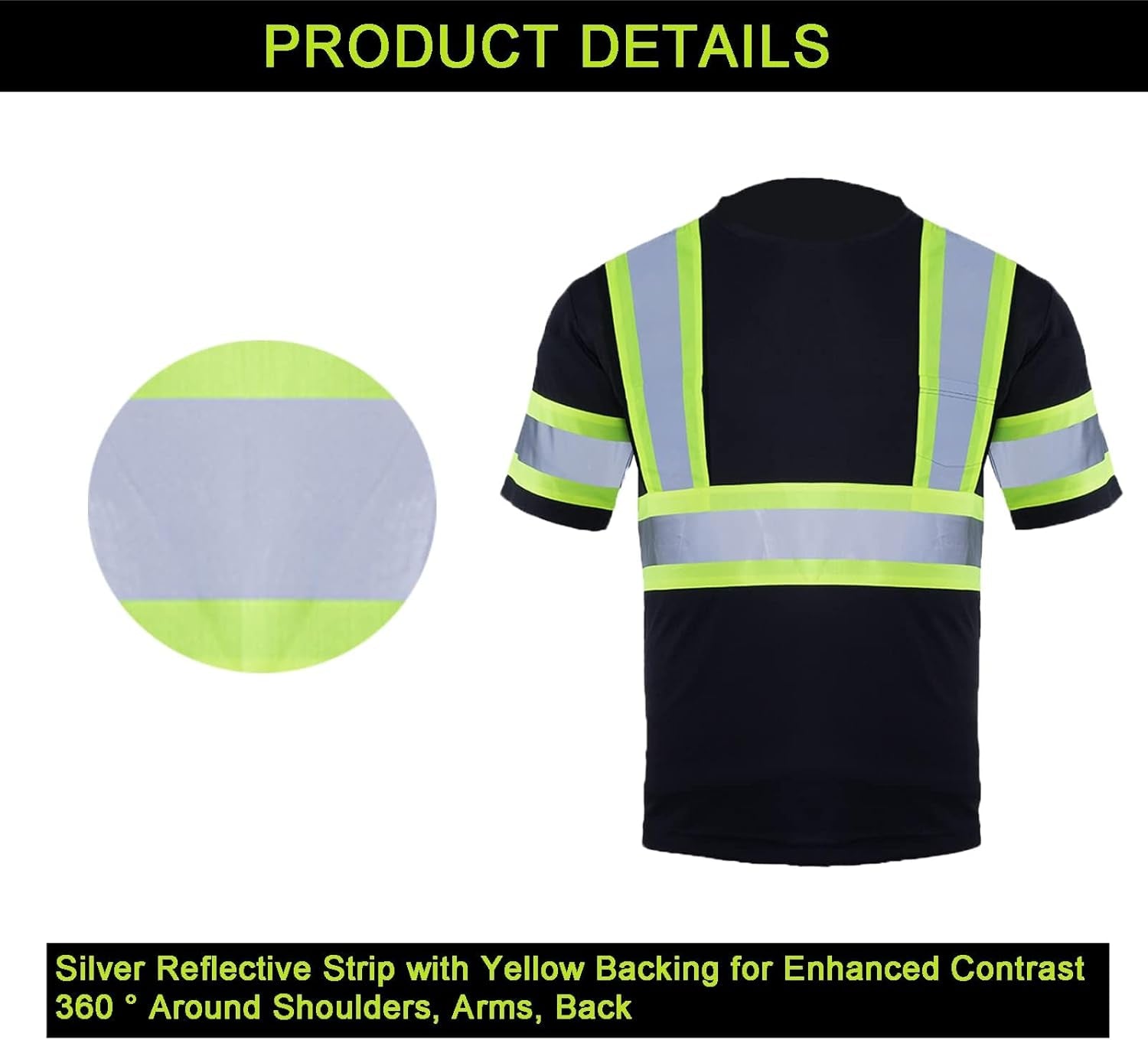 Safety Shirts for Men Hi Vis Short Sleeve Reflective ANSI Class 2 High Visibility Safety Work T Shirts
