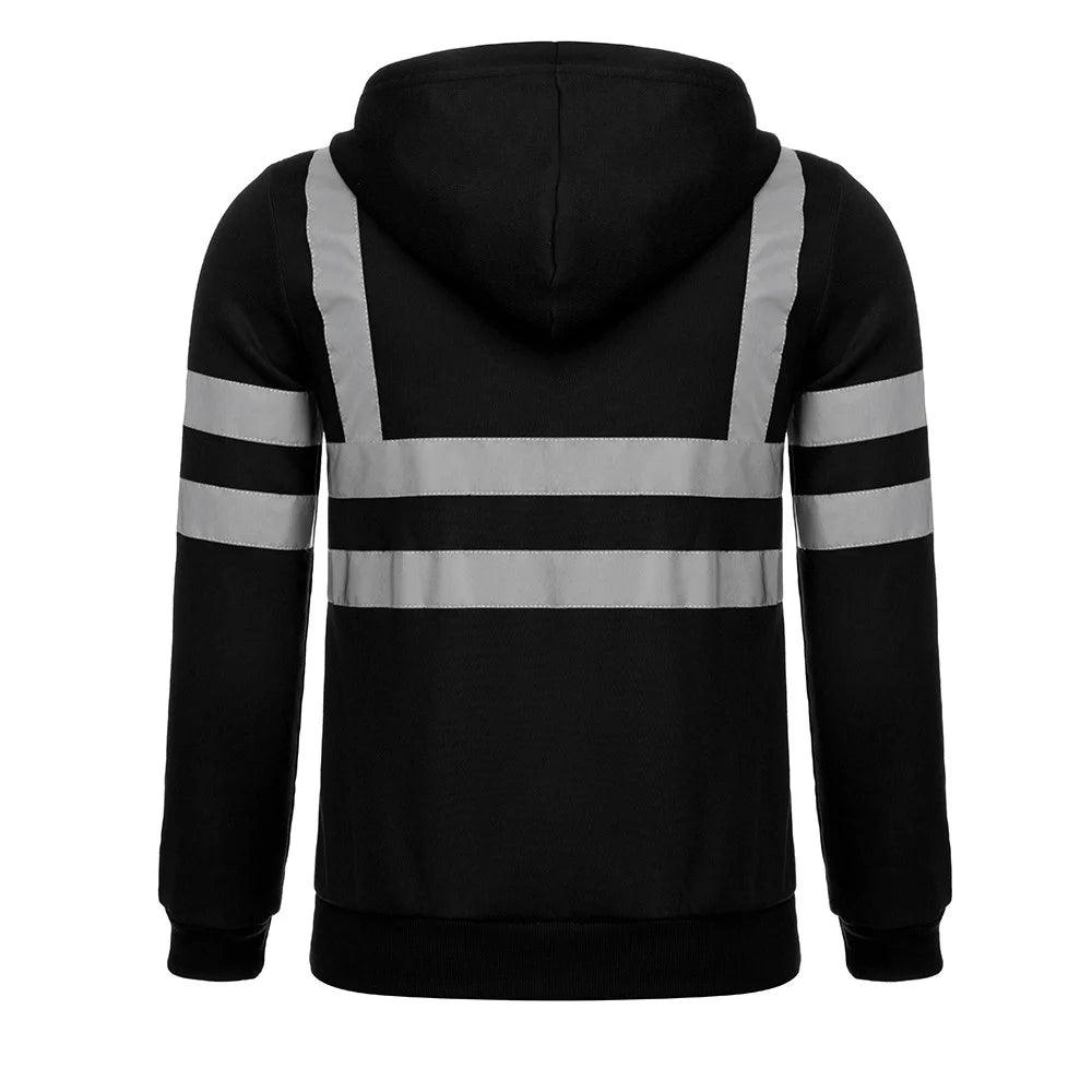 High Visibility Reflective Hoodies for Men, Safety Sweatshirts with Pockets, Work Construction Safety Hoodie Pullover Yellow Sweatshirt