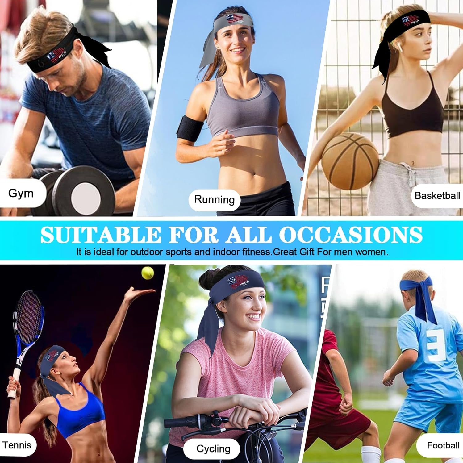 Head Tie Headband for Men Women,Sports Sweat Band Adjustable Ninja Headband Karate Sweatbands Hair Wrap Bands Tie Headbands for Running Tennis Basketball Soccer Athletic