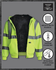 Men'S Jacket - Reflective Hi Vis Fleece Zip up Hoodie Jacket for Men M-XXL