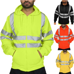 High Visibility Reflective Hoodies for Men, Safety Sweatshirts with Pockets, Work Construction Safety Hoodie Pullover Yellow Sweatshirt