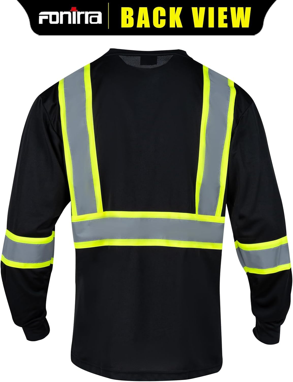 Long Sleeve Safety T Shirt Reflective High Visibility Construction Work Shirts ANSI Class 3 for Men