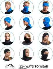 Merino Wool Ski Neck Gaiter - Face Mask Neck Warmer for Men & Women