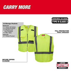 Small/Medium Orange and Yellow Class 2 High Visibility Safety Vest with 10 Pockets (2-Pack)