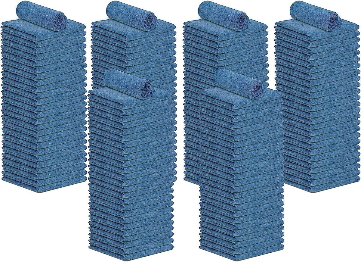 Cotton Shop Towels Blue – (Pack of 150) Size 14X14 Inches Cleaning Rags – Absorbent Shop Rags and Multipurpose Cleaning Towels for Automobiles, Industries, Garage and Homes