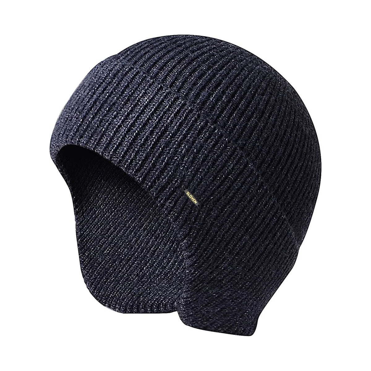 Men Women Knit Hat Winter Warm Stretch Beanie Ear Flaps Cap Outdoor Work Ski (Navy)