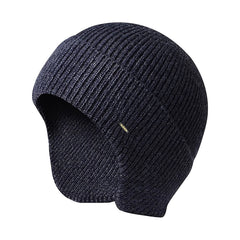 Men Women Knit Hat Winter Warm Stretch Beanie Ear Flaps Cap Outdoor Work Ski (Navy)