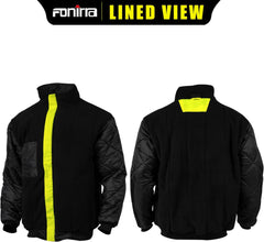 High Visibility Safety Bomber Jackets with Fleece Liner,Ansi Class 2 Reflective Waterproof Jacket for Men