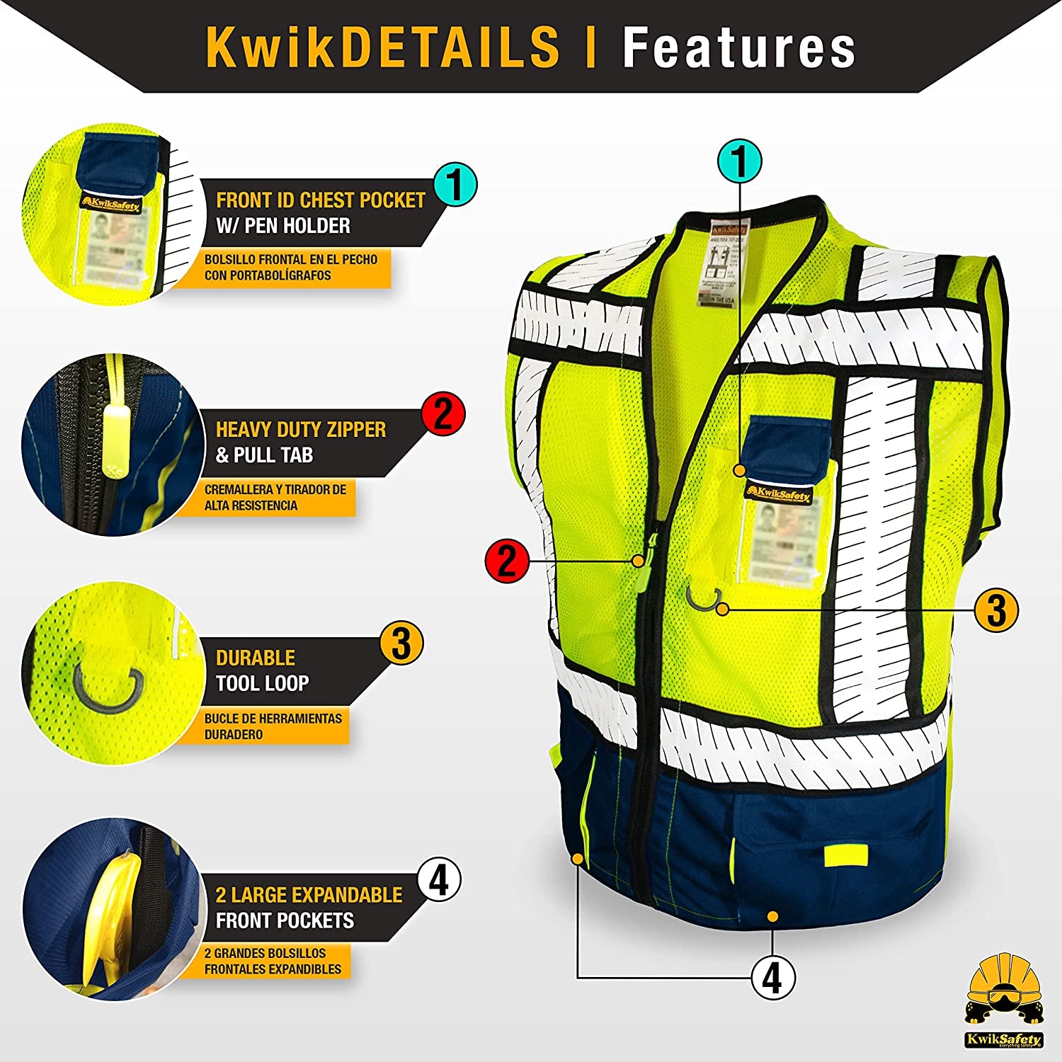 - SHERIFF & SPECIALIST Safety Vest [Multi-Use Pockets] Class 2 Reflective Vest ANSI OSHA Safety Vest for Men