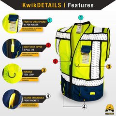 - SHERIFF & SPECIALIST Safety Vest [Multi-Use Pockets] Class 2 Reflective Vest ANSI OSHA Safety Vest for Men