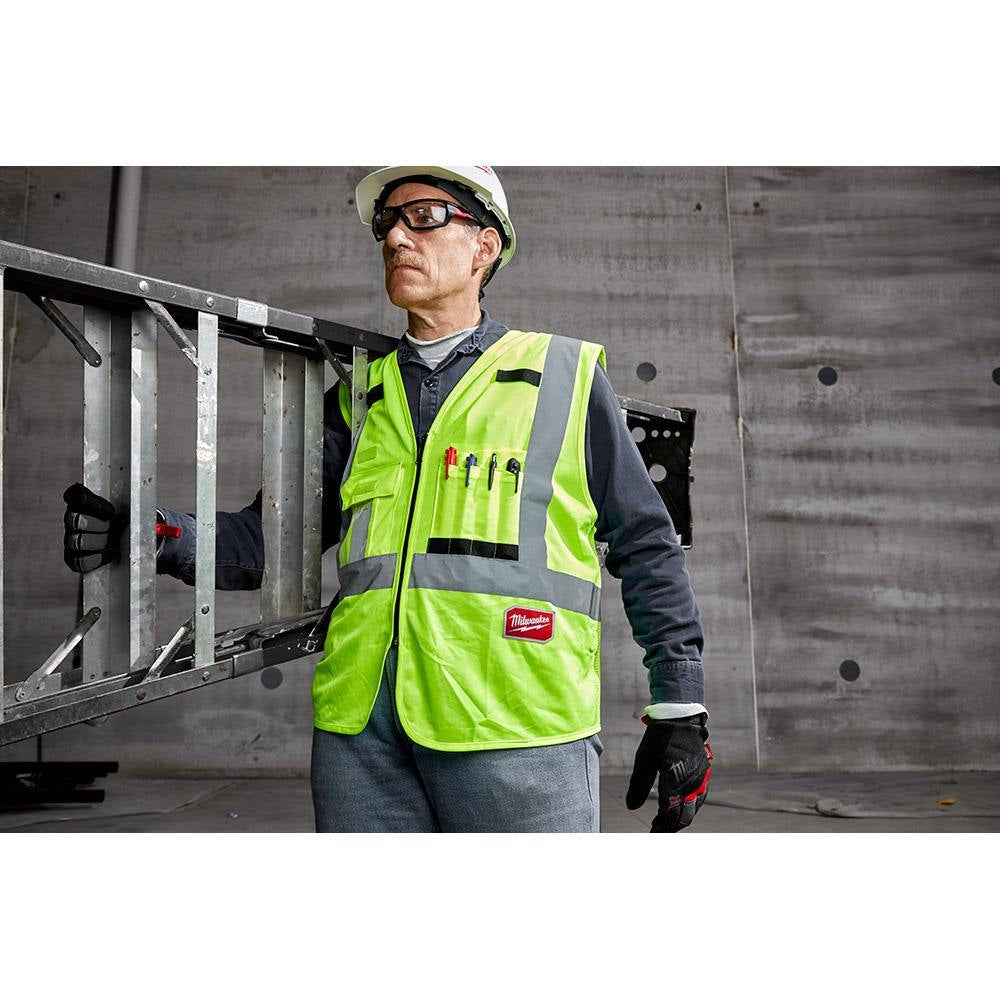 Large/X-Large Yellow Class 2 High Visibility Safety Vest and Mesh High Visibility Safety Vest (2-Pack)