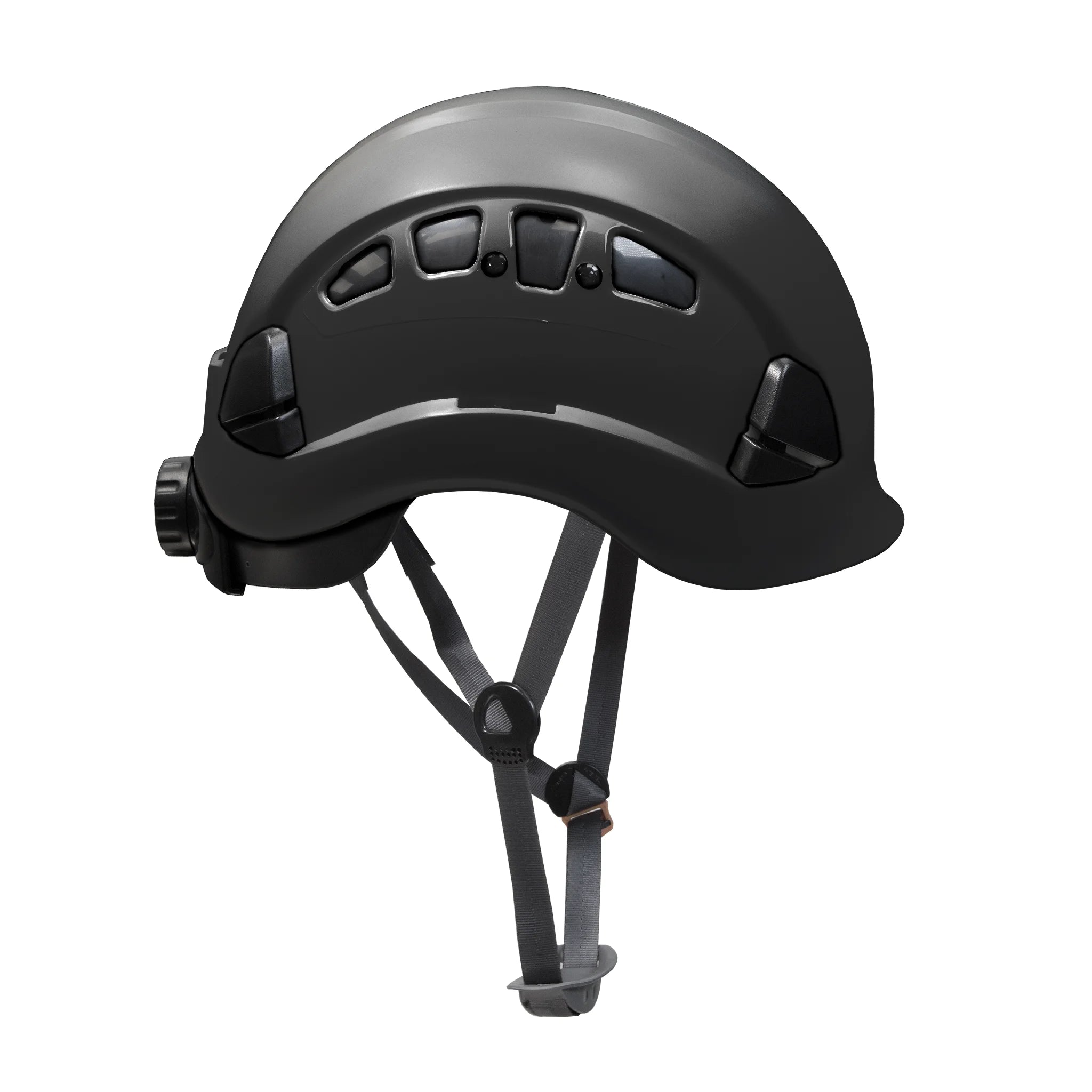 Ventilated Safety Rescue Helmet with Adjustable Ratchet 6-Point Suspension, HHAT-04 (Black)