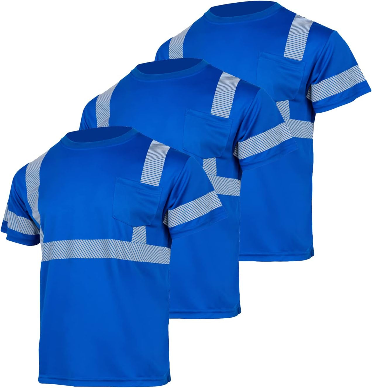Hi Vis Safety T Shirts with Pocket for Men Work ANSI Class 2 Reflective Short Sleeveve